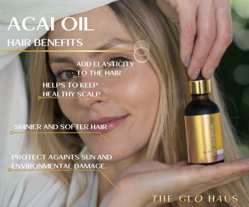 The Glo Haus Acai Berry Oil. 100% Pure Cold Pressed Carrier For Skin & Hair. Natural Antioxidant Suitable for All Skin Types. 4 Oz
