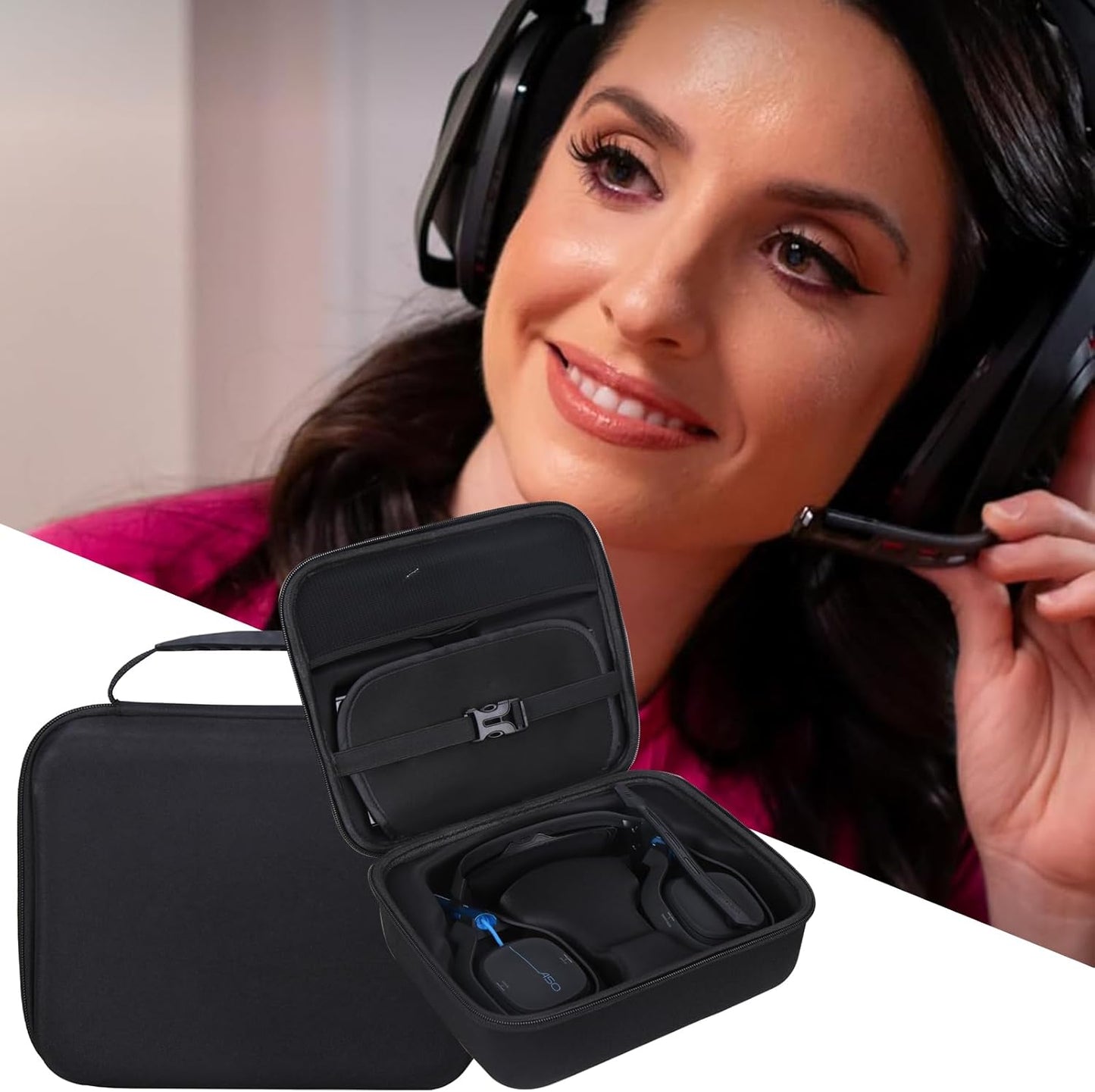 Aproca Portable Hard Protective Case, Compatible with Logitech G Astro A50 X/Astro Gaming A50 Wireless Dolby Gaming Headset (Black)