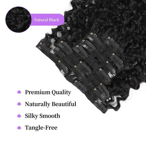 Sassina Spiral Curly Clip in Hair Extensions Human Hair Invisible Human Hair Extensions for Women Natural Black Double Weft Clip in Extensions Thick Soft Natural Human Hair 7Pcs 120G 20 Inch