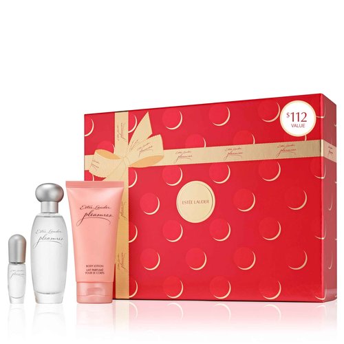 Estée Lauder Pleasures Favorites Trio Fragrance Gift Set | 3-Piece Set with Full-Size 1.7 Fl Oz & Mini 0.14 Fl Oz Eau de Parfum Sprays + Travel-Size Body Lotion 2.5 Ounce | Perfumes for Women