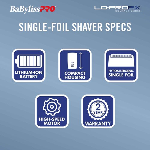 BaBylissPRO High-Performance Compact LO-PROFX Single Foil Shaver with Charging Stand