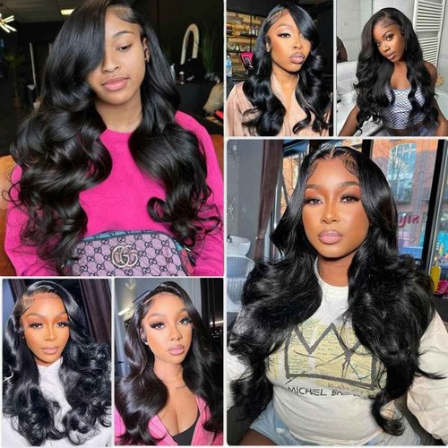 Body Wave Bundles Human Hair 16 18 20 22 Inch 100% Unprocessed Brazilian Human Hair 4 Bundles For Black Women Body Wave Hair Extensions Natural Color