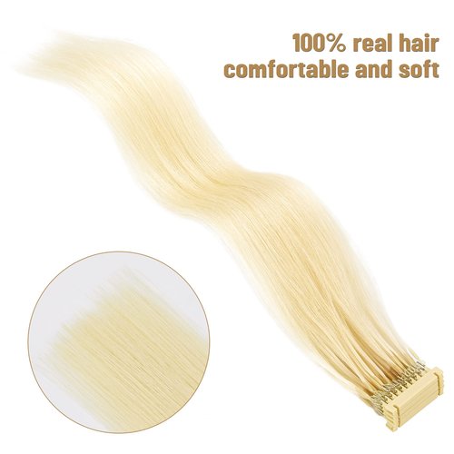 6D First Generation Hair Piece, 100% Real Natural Hair Extensions, Can Perm and Dye Hair No Tangling, Ten Bunches in a Row (20Inch, #60）