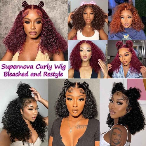 SUPERNOVA Curly Human Hair Wig Wear and Go Glueless Wigs Human Hair 13x6 HD Lace Front Wigs 16 Inch Pre Plucked Pre Cut Deep Curly 180% Density For Black Women