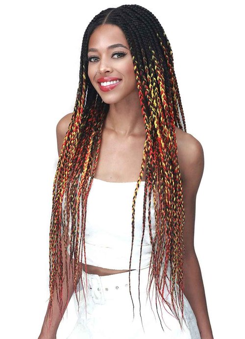 Bobbi Boss Synthetic Hair 13x5 Frontal Lace Wig - MLF623 KNOTLESS BOX BRAID 30, Natural Style Wig, Hand-Crafted Knotless Triangle Braid (1)