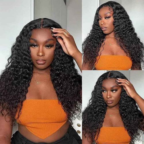 KRKRYQ 22 Inch 13x6 Deep Wave Lace Front Wigs Human Hair 200% Density 13x6 HD Lace Frontal Wigs Human Hair Pre Plucked Deep Curly Glueless Wig Brazilian Virgin Human Hair for Women Natural Color