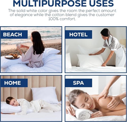 Linteum Textile Twin Long Flat Sheet – 66x115 in, 250 Thread Count Polycotton, Soft & Durable White Top Sheet, Wrinkle-Resistant, Ideal for Dorm, Hotel, Spa & Hospital [6 Pack]