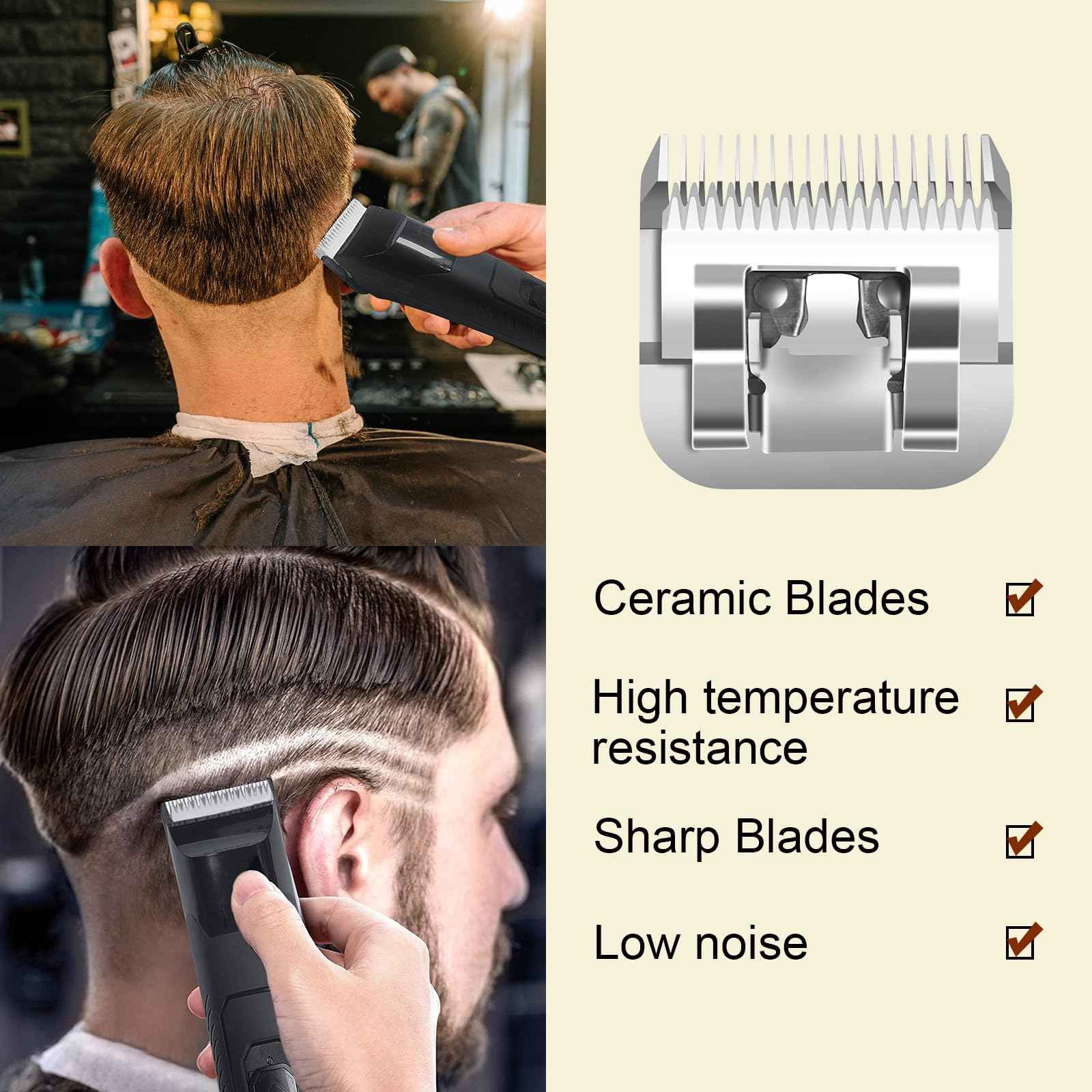 3-1/2# Professional Detachable Replacement Ceramic Blades. Compatible with Oster Classic 76/Power Pro/Power-Teq/Star-Teq Clipper. Compatible with Ainds Clippers. Size: 3/8" Cut Length.