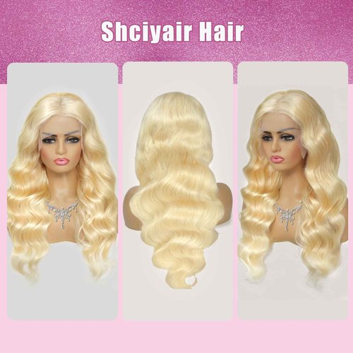 Shciyair 613 13x6 Lace Front Wig Human Hair 28 Inch 200 Density Blonde Wig Human Hair 613 HD Lace Frontal Wig 13x6 Blonde Body Wave Lace Front Wigs Human Hair Pre Plucked Glueless Wigs for Women