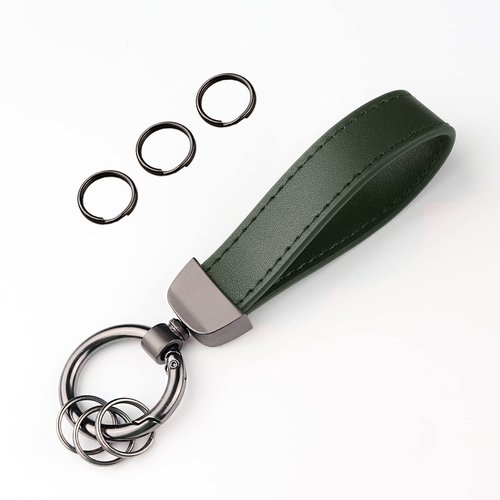 Turcee Leather Car Keychain, Creative Personality Leather Key Fob, Universal Key Fob Keychain for Men and Women (Green)