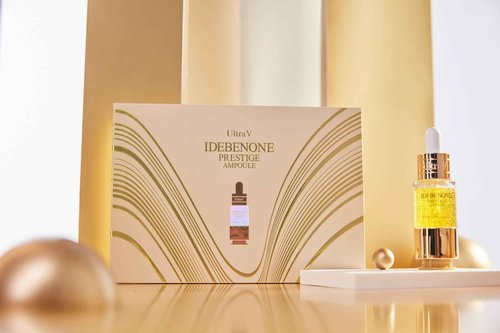 Ultra V Idebenone Prestige Ampoule, 4 Vials Set, Anti-Aging Antioxidant Serum, 0.34 fl oz Each - Antioxidant, Anti Wrinkle, Smoothes, Softens, Hyaluronic Acid, Peptides