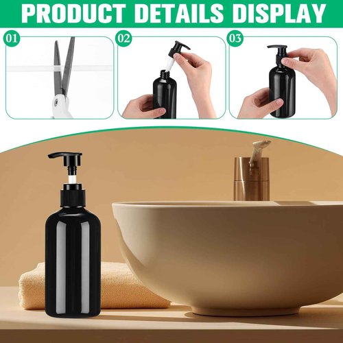 CroBlissful 48 Pcs Empty Plastic Pump Bottles 8oz Refillable Lotion Pump Bottle Containers with Black Dispenser for Shampoo, Conditioner, Face Cream, Massage Oil, Liquid Soap