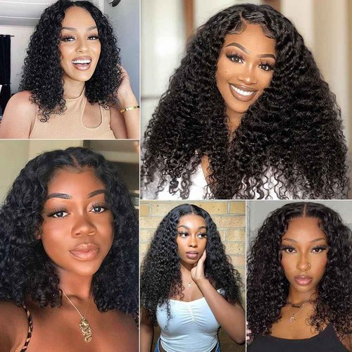 SUPERNOVA Curly Human Hair Wig Wear and Go Glueless Wigs Human Hair 13x6 HD Lace Front Wigs 16 Inch Pre Plucked Pre Cut Deep Curly 180% Density For Black Women
