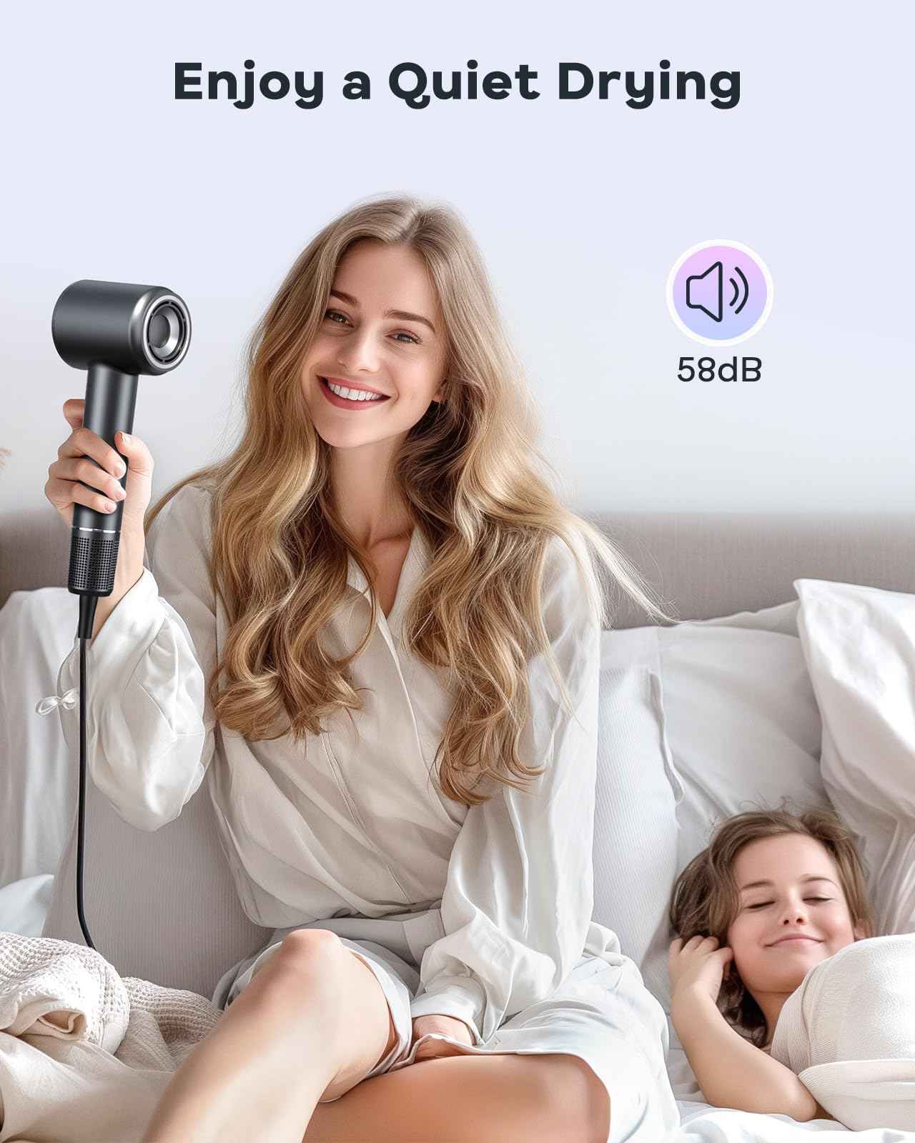 Hair Dryer - 150000 RPM High Speed Blow Dryer for Fast Drying with Brushless Motor, 500 Millions Negative Ionic, Low Noise, HD Display, 4 Temps & 3 Speeds, for Home Travel Salon, Black