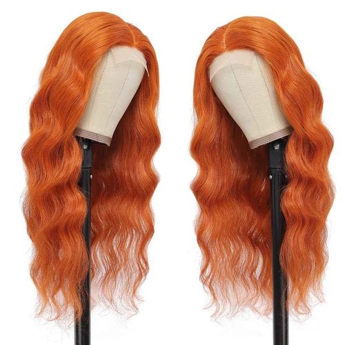 ZevPiul 22 Inch Orange Lace Front Wigs Human Hair Body Wave 4X4 Hd Transparent Lace Closure Wig Brazilian Human Hair Pre Plucked With Baby Hair Glueless Wig