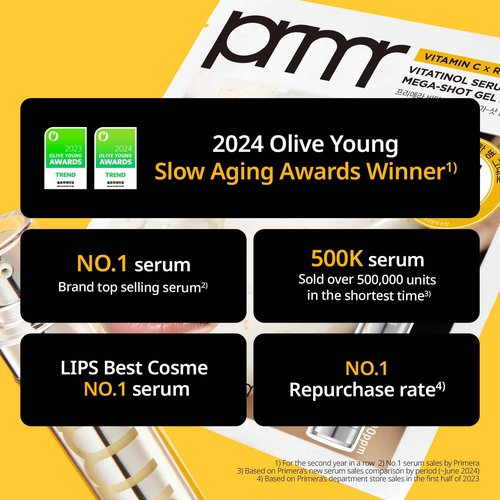 PRIMERA (PRMR) 𝐘𝐨𝐮𝐭𝐡 𝐑𝐚𝐝𝐢𝐚𝐧𝐜𝐞 𝐕𝐢𝐭𝐚𝐭𝐢𝐧𝐨𝐥 𝐒𝐞𝐫𝐮𝐦 - Retinol with Vitamin C Bundle SET VitaminC, Korean Skin Care, Moisturizing, Shiny, Elastic, Lifting, 0.7 oz (21 g *2)