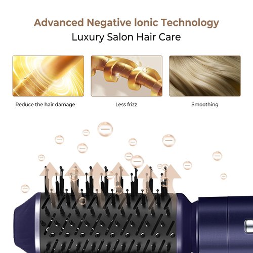 Blow Dryer Brush 6 in 1 Set, Negative Ionic Hair Dryer, Automatic Curling Wand Hair Straightener, Thermal Brush Fast Drying Hot Air Brush