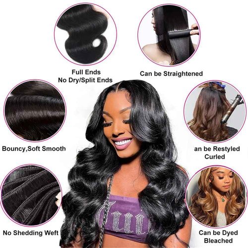 MDL 12A Grade Human Hair Bundles Body Wave Bundles Human Hair 18 20 22 Inch Unprocessed Brazilian Virgin Hair Body Wave 3 Bundles Human Hair Extensions for Black Women Natural Color(18 20 22 Inch)