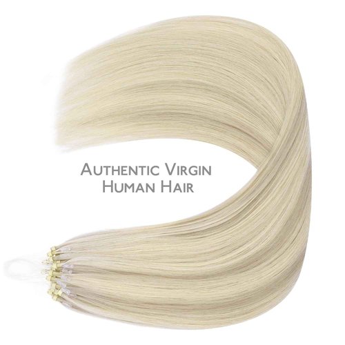 WENNALIFE Microlink Hair Extensions Human Hair, 50g 50s 22 Inch Ash Blonde Highlighted Platinum Blonde Remy Micro Bead Hair Extensions Real Human Hair Micro Loop Micro Ring Hair Straight Microlinks