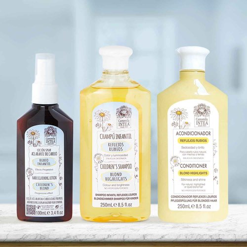 Camomila Intea Kids 3-In-1 Hair Lightener Kit - Blonder Lightening Set with Chamomile Extract - Lotion, Shampoo and Conditioner