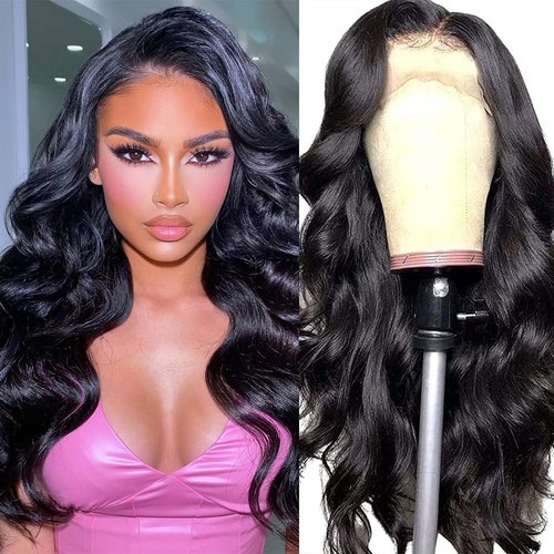 Body Wave Lace Front Wigs Human Hair for Black Women 13x4 Lace Frontal wigs HD Transparent Lace Front Wigs Human Hair Pre Plucked with Baby Hair 180% Density (16 Inch)
