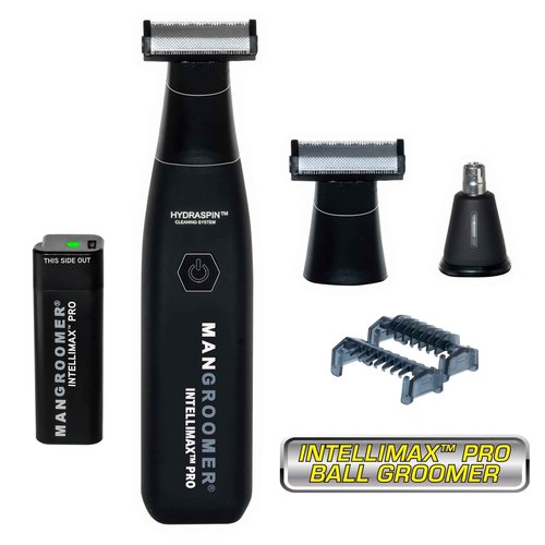 MANGROOMER INTELLIMAX PRO Body and Ball Groomer, Groin Trimmer for Men, Electric Ball Shaver, Pubic Trim, with Free Bonus Foil Included and Free Nose Trimmer Replacement Head