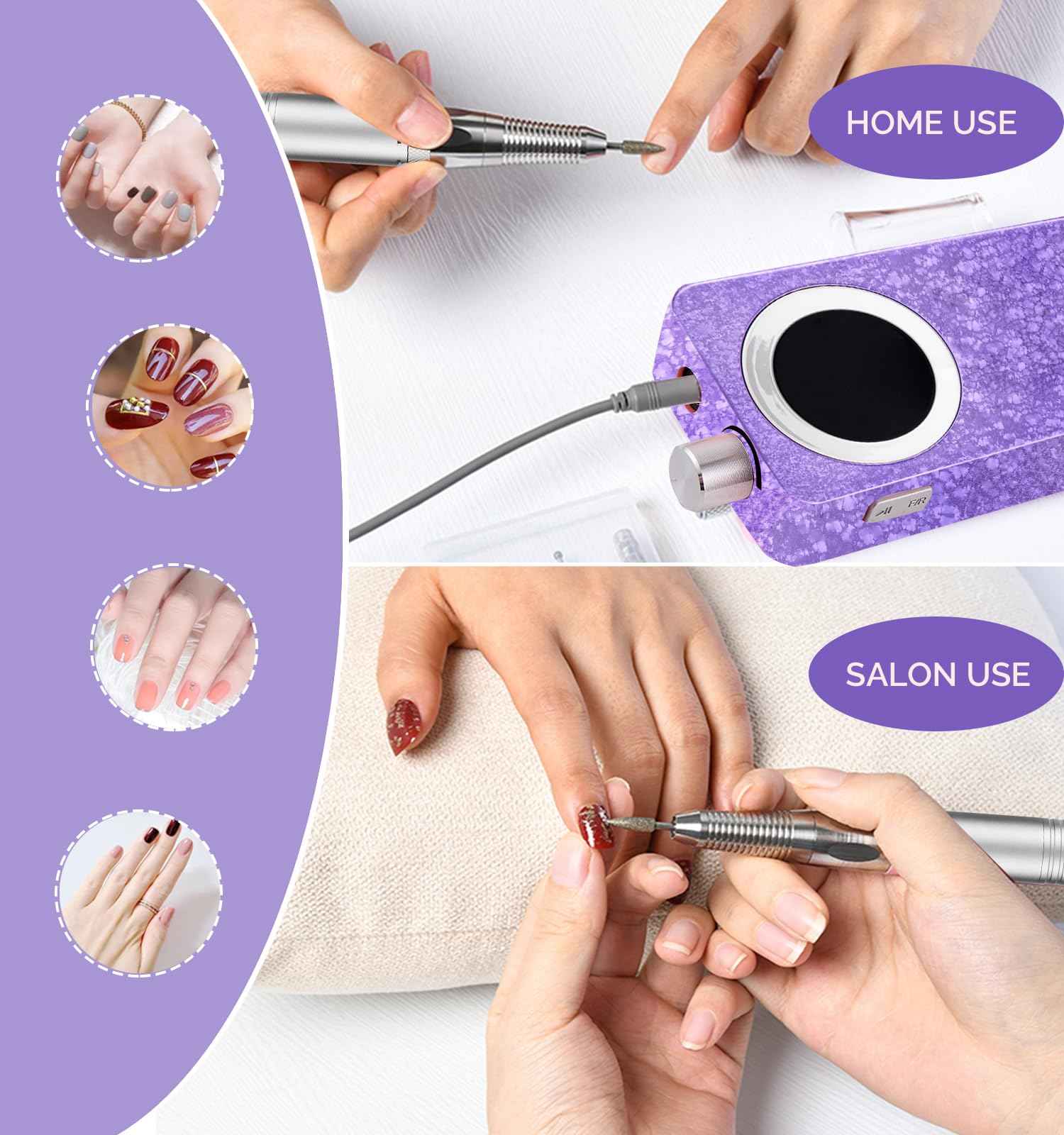 Lumcrissy Professional Cordless Electric Nail Drill Kit – 35000 RPM Rechargeable E File with 10+ Hour Battery, 6-in-1 Bits – Portable Acrylic Gel Remover for Salon/Home,Drills para Uñas Professional