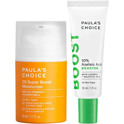 Paula's Choice 10% Azelaic Acid Booster + C5 Super Boost 5% Vitamin C Moisturizer, for Post-Acne Discoloration & Appearance of Redness, Fragrance-Free, Set of 2