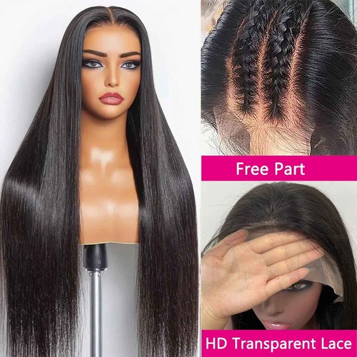 JOHLUA 13x6 Lace Front Wigs Human Hair Pre Plucked with Baby Hair 13X6 HD Lace Frontal Wig 180% Density Virgin Human Hair Straight Wigs for Women