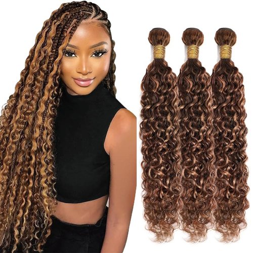 P4 30 Human Hair Bundles Highlight Water Wave Bundle 4/30 Water Wave 3 Bundles 24 26 28 Brazilian Unprocessed Virgin Hair Extensions