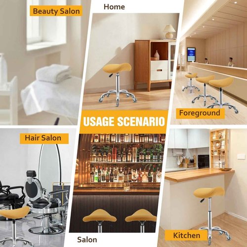 Nolasalon Saddle Stool Chair with Wheels,Ergonomic Swivel Rolling Height Adjustable for Salon Beauty Clinic Dentist Tattoo Home Office