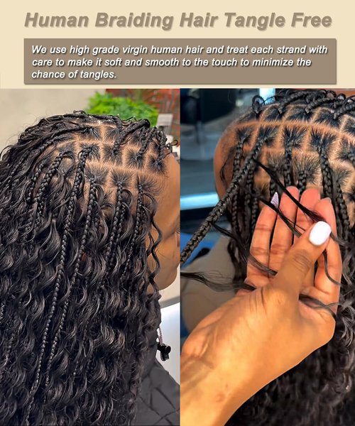 Bulk Human Hair for Braiding - 12A Curly Human Hair Bundles for Black Women - 20 inch, Deep Wave, No Weft, Boho Braids - 100% Unprocessed Brazilian Virgin Human Hair Extensions - Beauty Youth