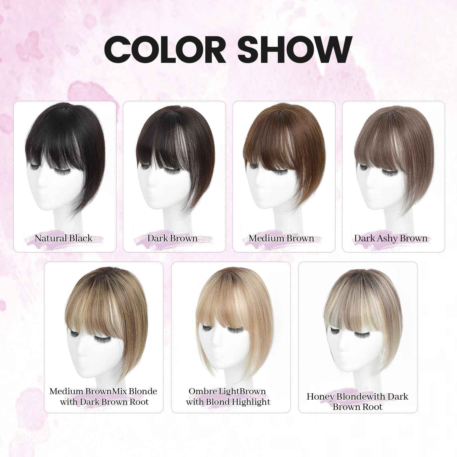 Human Hair Toppers with Bangs Hair Toppers for Women Remy Human Hair Hand-stitched 360°3D Coverage Natural for Thinning HairPieces for Women with Thinning Hair Swiss Base(4T4/27#)