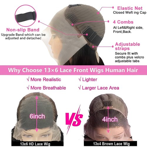 Tholap 16 Inch 13x6 Deep Wave Lace Front Wigs Human Hair 200 Density 13x6 HD Lace Front Wigs Human Hair Pre Plucked Deep Curly Glueless Wig 100% Virgin Human Hair Lace Front Wigs for Women