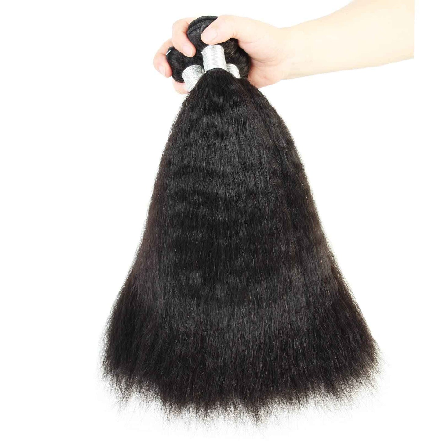 LINYINGYH Yaki Straight Bundles Human Hair Kinky Straight Bundles Weave Real Brazilian Remy Hair 14 16 18 inch 12a 100% Unprocessed Virgin Hair Extensions Natural Color