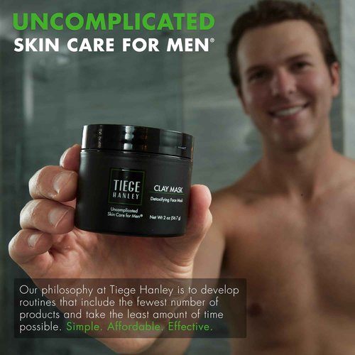 Tiege Hanley Detoxifying Facial Clay Mask for Men, Deep Pore Cleansing Charcoal Face Mask With Natural Kaolin Clay and Aloe, Absorbs Oil & Reduces Appearance of Pores, Men’s Skin Care, 2 Oz, 2 Pack