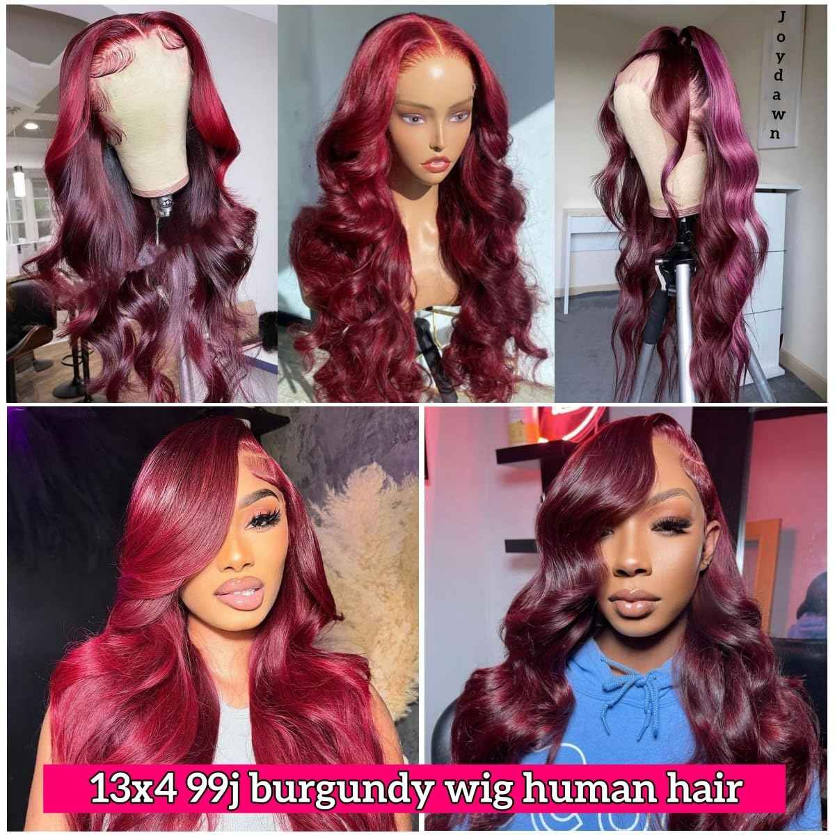 30 Inch 99J Burgundy Lace Front Wigs Human Hair 13x4 HD Body Wave Lace Front Wigs Human Hair 200% Density Pre Plucked 99j Burgundy Red Wine Glueless Human Hair Wigs for Women