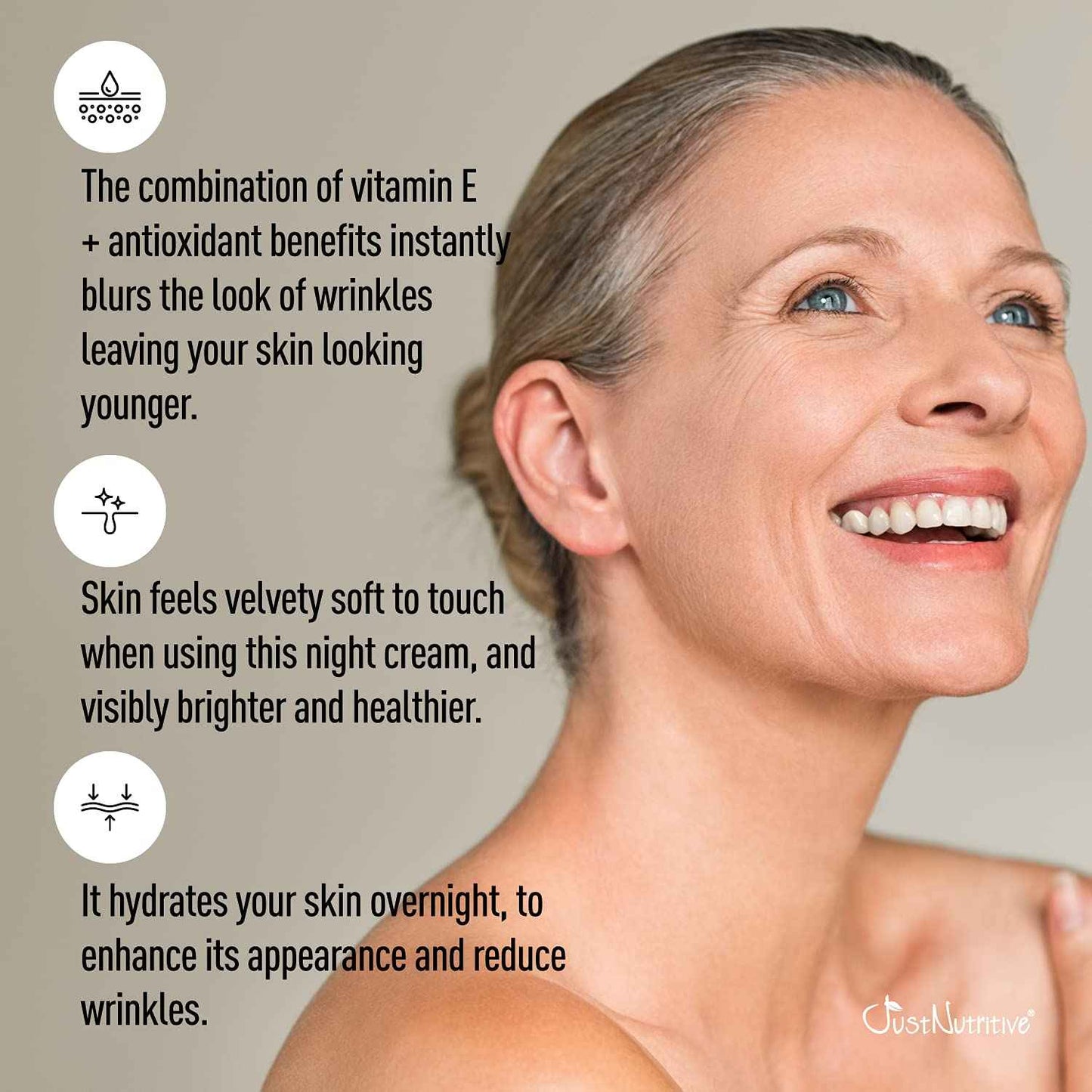 Just Nutritive Anti-Aging Night Facial Cream | Best Night Cream for Awesome Looking Skin | Anti Wrinkle Cream | Anti Aging Night Cream For Face | Anti Aging Skin Care 2oz