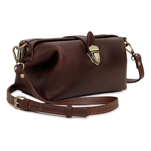 Premium Leather Cosmetic Bag for Women – Large Capacity Travel Makeup Organizer Pouch with Handle & Shoulder Strap, Vanity Makeup Case, Durable Leather Bag & Cosmetic Organizer For Travel - Brown