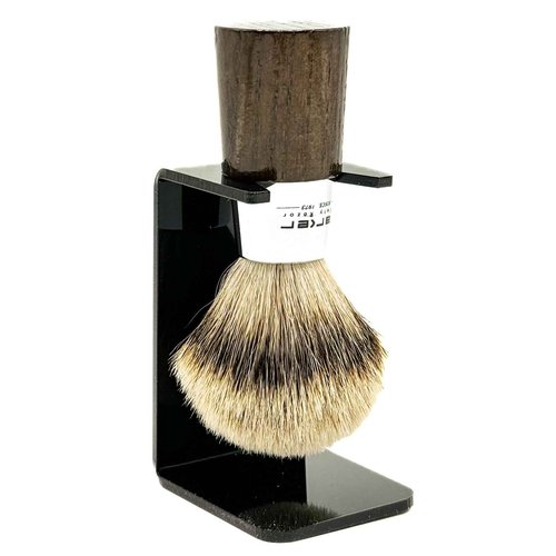 Parker Safety Razor Handmade Shaving Brush with 3-Band Silvertip Badger Bristles & Stand | Premium Walnut Wood & Chrome Handle | Luxury Wet Shave Tool for Men