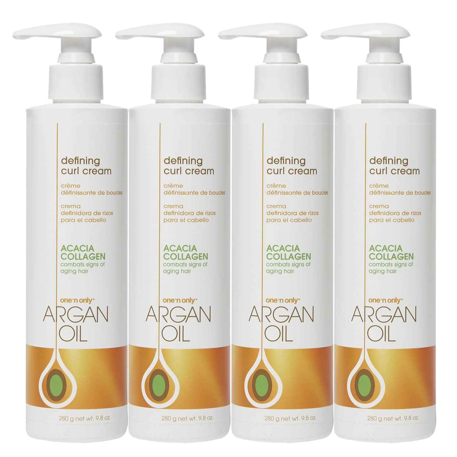 One 'n Only Defining Curl Cream with Argan Oil, Leave-in Conditioning Cream, Defines and Leaves Strong Curly Hair, Enhances Shine and Hydrates Without Sticky Residue, 9.8 Ounces (4 Pack)