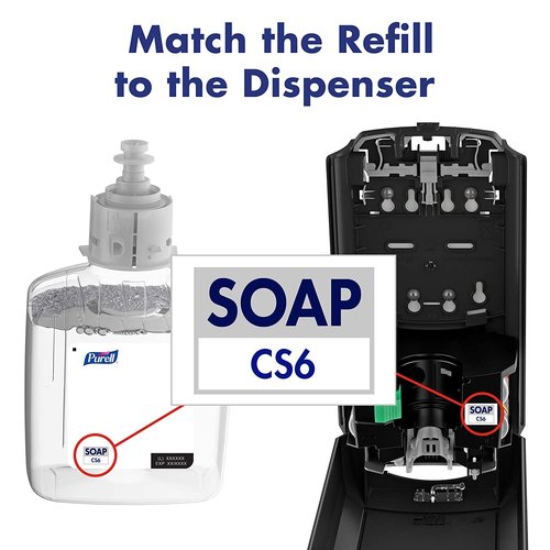 PURELL Brand HEALTHY SOAP Mild Foam CS6 Starter Kit, 1-1200 mL Brand Healthy SOAP Mild Foam Refill + 1 CS6 Graphite Automatic Soap Dispenser (Pack of 1) – 6574-1G - Manufactured by GOJO, Inc.
