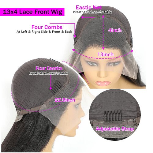 26 Inch Body Wave Lace Front Wigs Human Hair Full 13x4 HD 180 Density Glueless Pre Plucked with Baby Hair Unprocessed Brazilian Virgin Remy Transparent Bone Lace Frontal Wig for Women Natural Color