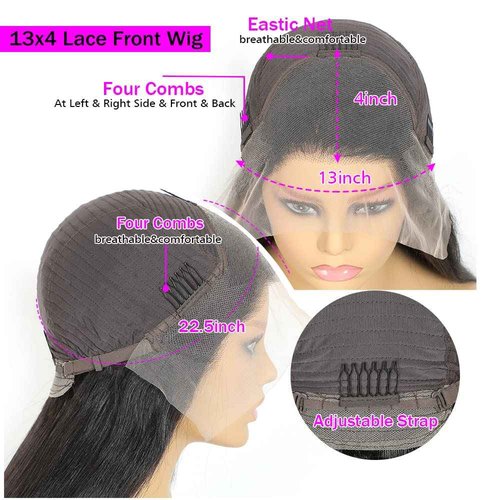 Panse Hair Lace Front Wigs Human Hair Straight 13x4 HD Transparent Lace Frontal Human Hair Wigs Pre Plucked with Baby Hair 180% Density (22inch)