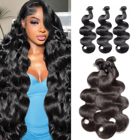 12A Human Hair Bundles 22 24 26 Inch Body Wave Bundles Human Hair Unprocessed Brazilian Virgin Raw Remy Hair 3 Weaves Bundles for Women Natural Color