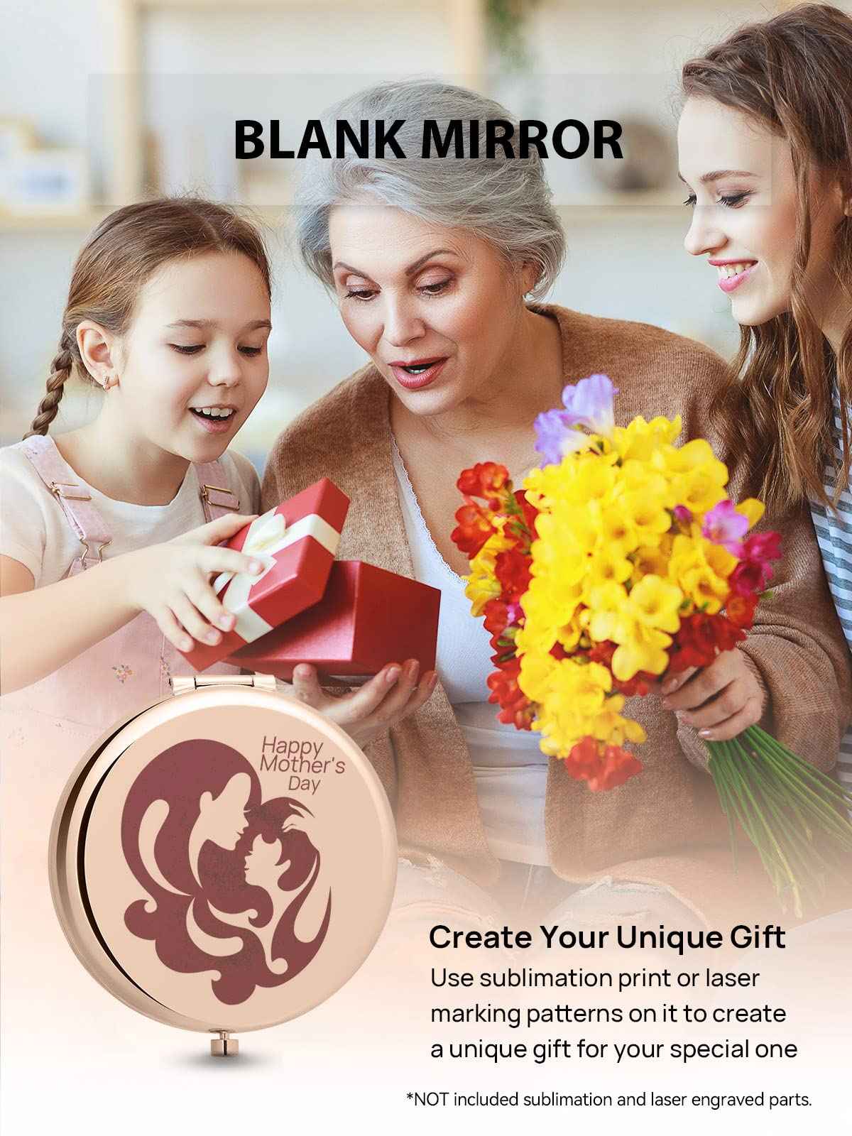 Getinbulk Compact Mirror for Purse, Set of 24 Double-Sided 1X/2X Magnifying Metal Pocket Makeup Mirrors(Round, Rose Gold)