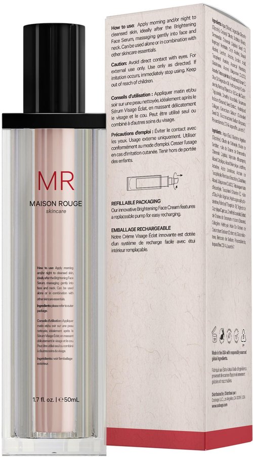 Codeage Maison Rouge Brightening Face Cream Glutathione Cream, Collagen Peptides, Vitamin E, CoQ10 – Radiance & Antioxidant Complex – Refillable – Paraben- Free – All Skin Types – 1.7 fl oz