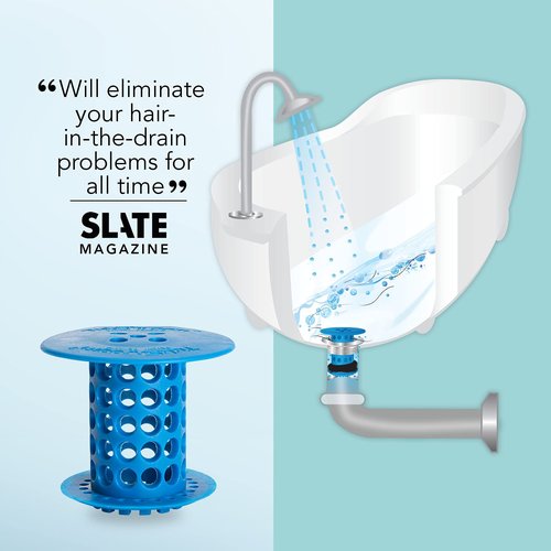 TubShroom Tub Drain Hair Catcher Strainer, Blue – Drain Protector and Hair Catcher for Bathroom Drains, Fits 1.5” – 1.75” Bathtub and Shower Tub Drains