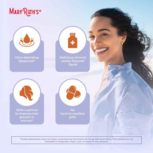 MaryRuth Organics Women's Hair Growth MAX Liposomal | with Lustriva® + Biotin 10000mcg + Pumpkin Seed Oil | Thicker Hair | Hair Care | Wrinkles, Fine Lines, Skin Care | Ages 18+ | 15.22 Fl Oz