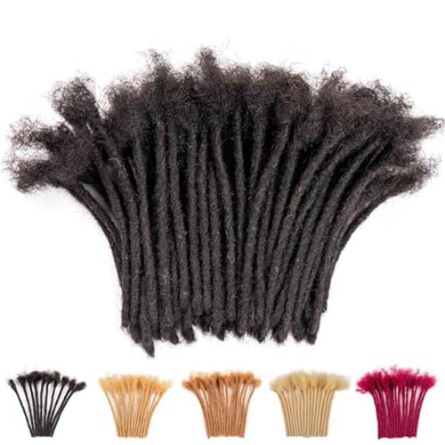 Teresa 0.4cm & 0.8cm Width 100% Human Hair Dreadlock Extensions for Men/Women/Kids, Full Hand-made Locs Extensions Human Hair (6 Inch/70 Strands,Natural Black)